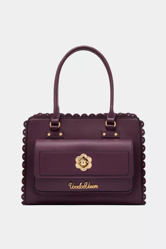 60S Retro Vintage Front Pocket Style Purple Tote Bag