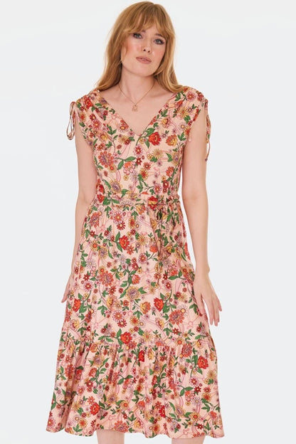Retro Vintage Rainbow Style Floral Knit Flare Dress