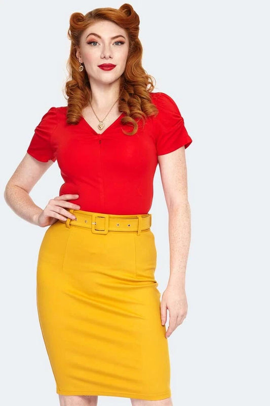 Belted Pencil Retro Vintage Style Skirt
