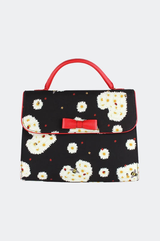 Retro Vintage Bow Detail Top Handle Style Bag