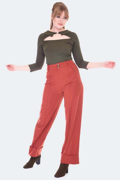 60s Retro Vintage Style Green Cut Out Collared Top