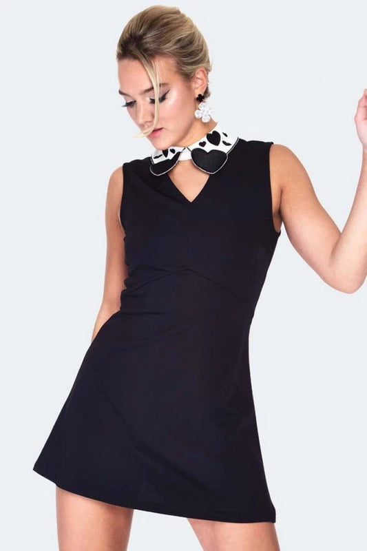 RETRO BLACK HEART COLLAR MINI DRESS VINTAGE STYLE