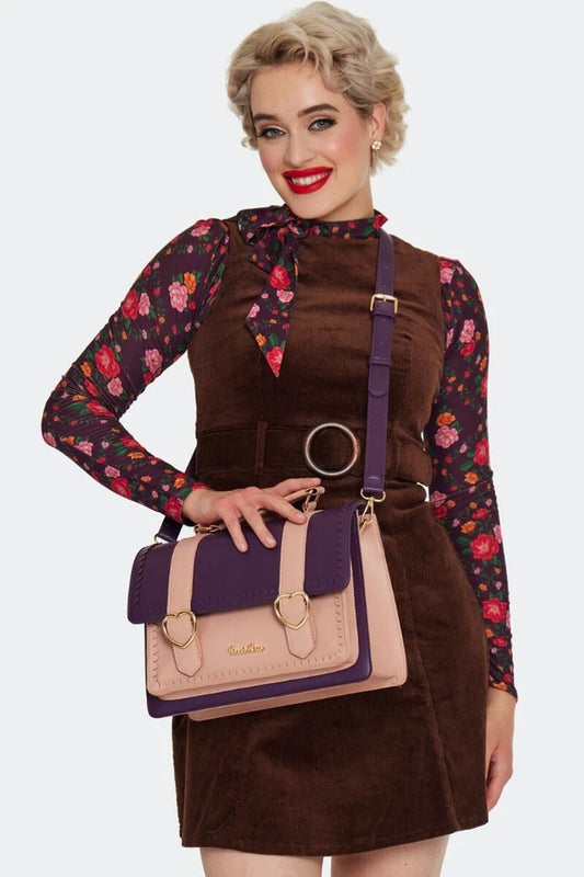 60s Retro Vintage Style Heart Buckle Satchel Bag