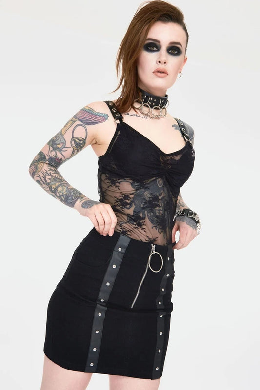 Release Me Black Denim Gothic Alternative Style Skirt