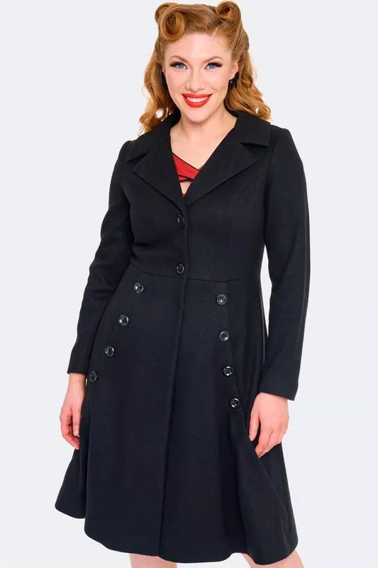 Women Retro A Line Lapel Coat Vintage Style Fashion