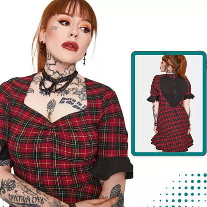 Tartan Midi Gothic Alternative Style Dress