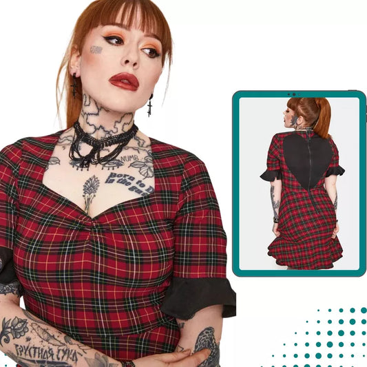 Tartan Midi Gothic Alternative Style Dress