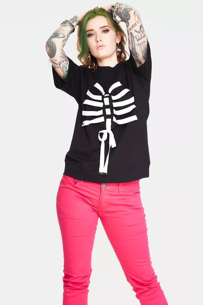 Alternative Style Ribbon Ribcage Longline Gothic Tee