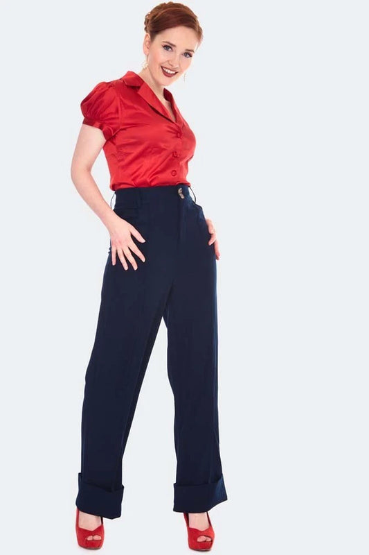 Red Vintage Style Satin Short Sleeve Retro Blouse