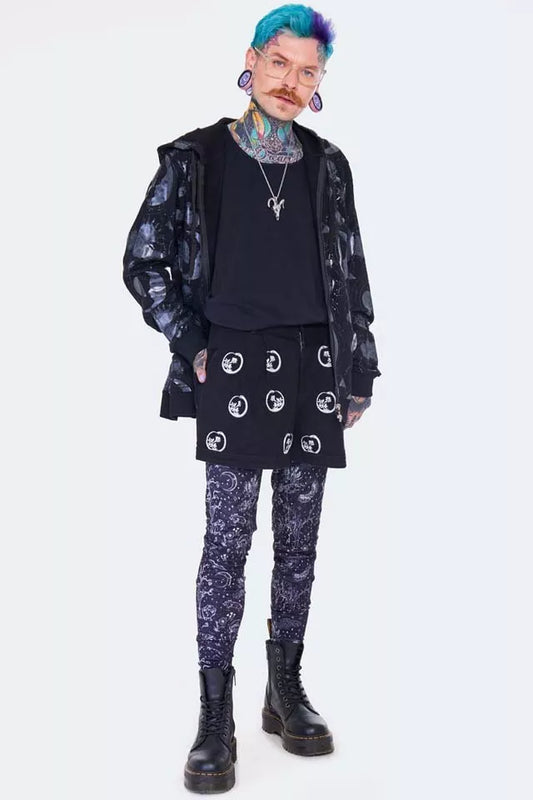 Snake Embroidered Denim Gothic Punk Style Shorts