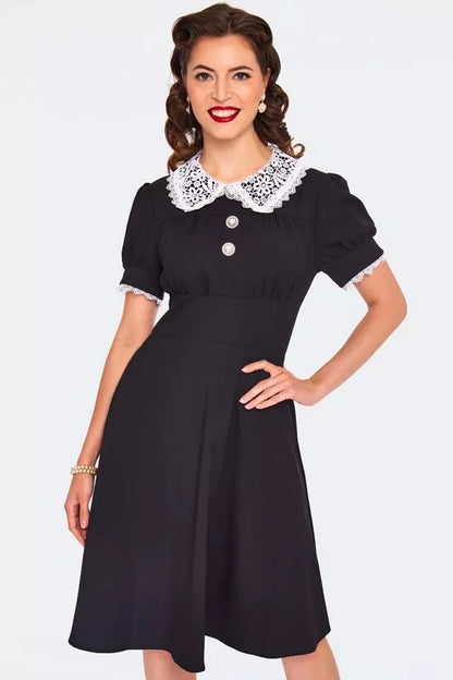 Lace Collar Retro Vintage Style Dress