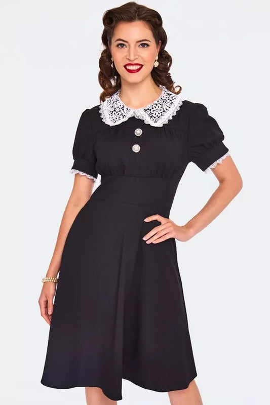 Lace Collar Retro Vintage Style Dress