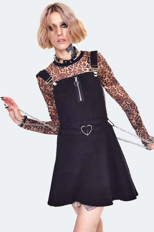 Love Me Right Dungaree Gothic Alternative Style Dress