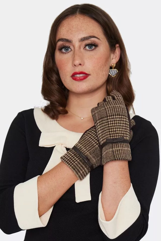 1940s Clara Brown Retro Vintage style Plaid Gloves
