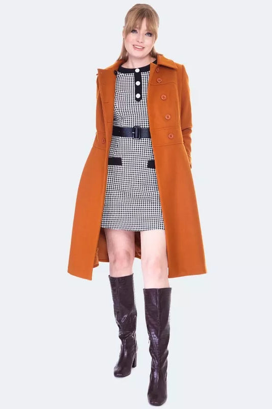 Double Breasted Retro Vintage Style Orange Pea Coat