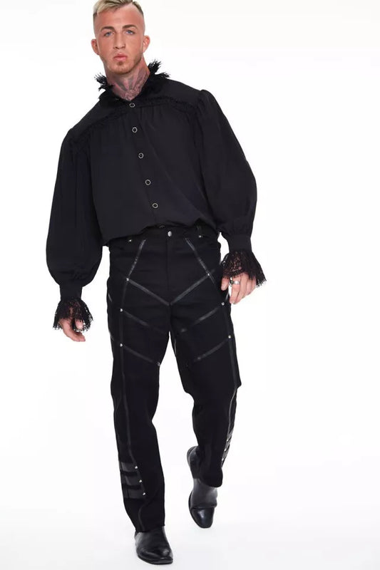Gothic Shirt With Lace Collar and Cuffs Alternative Style