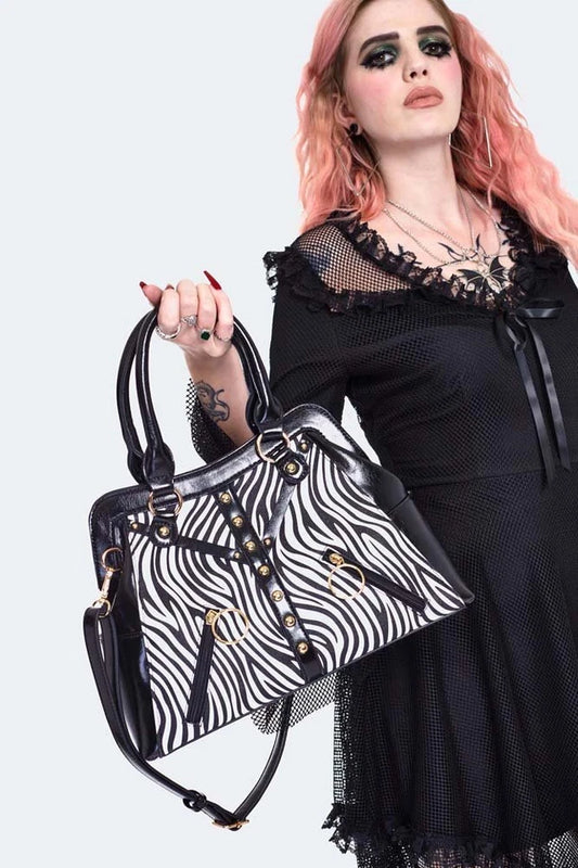 NEW GOTHIC PUNK ALTERNATIVE ZEBRA TOTE BAG HAND BAG