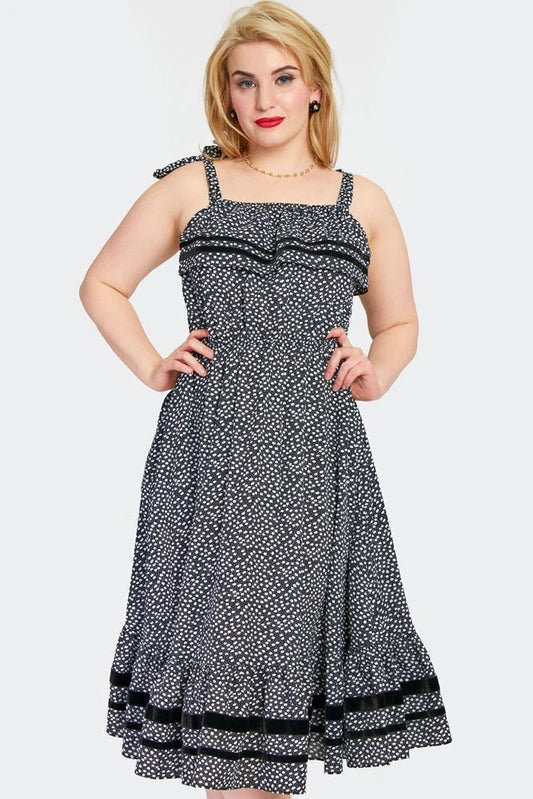 Retro FLORAL TIE STRAPS FLARE Vintage Style DRESS