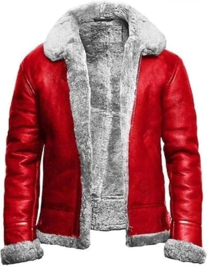 Mens B3 Brown Faux Fur Shearling Aviator Flight Pilot Bomber Lambskin Leather