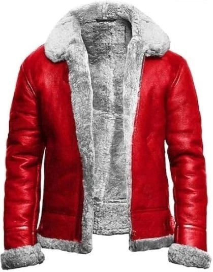 Mens B3 Brown Faux Fur Shearling Aviator Flight Pilot Bomber Lambskin Leather