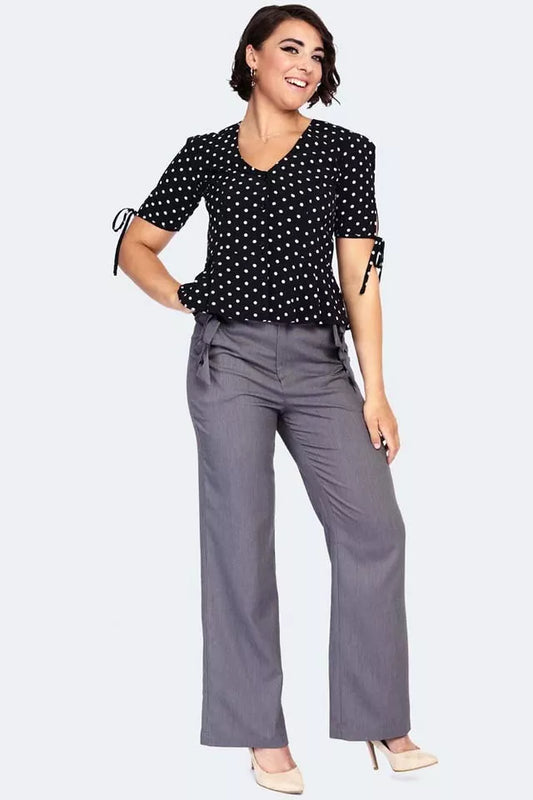 Alice Black Polka Dot Peplum Retro Vintage Style Blouse