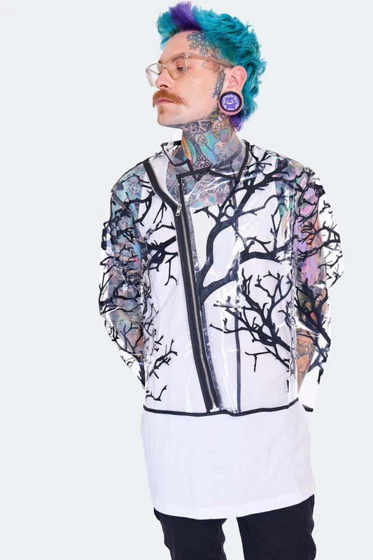 PVC Branches Rain Gothic Punk Style Jacket