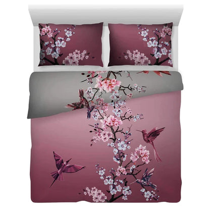 100% Cotton Treetop Duvet Quilt Cover Set in Pink & Grey Premium Quality