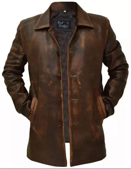 Men's Distressed Supernatural Winchester Brown Real Leather Jacket Coat for HIM