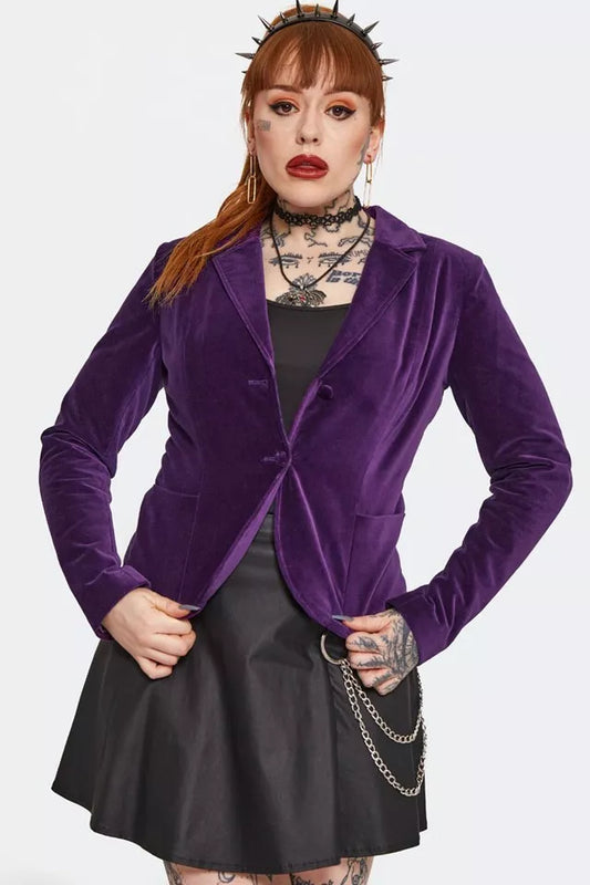Purple Gothic Alternative Style Velvet Blazer