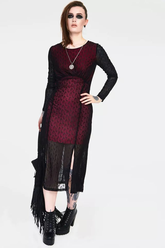 Alternative Style Moonstruck Mesh Midi Gothic Dress