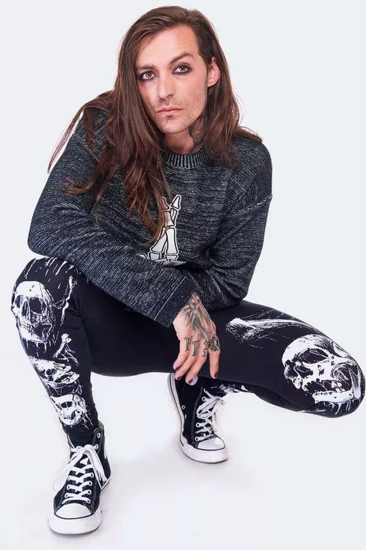 Skulls Print Gothic Punk Style Leggings