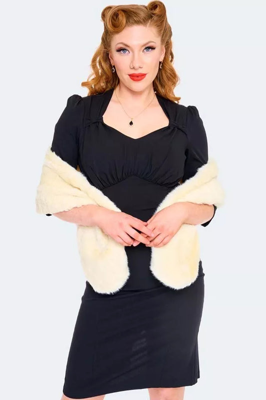 Retro Cream Faux Fur Vintgae style Stole