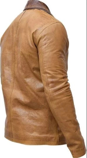 Men Arthur Morgan Red Dead Redemption 2 Tan Brown Costume Cosplay Leather Jacket
