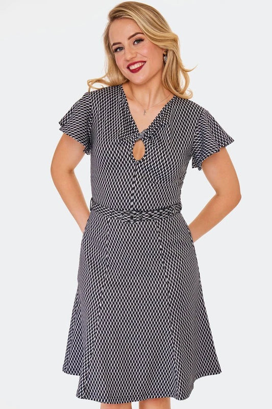 Houndstooth Flare Retro Vintage Style Dress