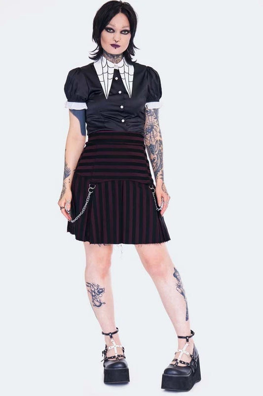Gothic Spider Web Collar Alternative Style Blouse