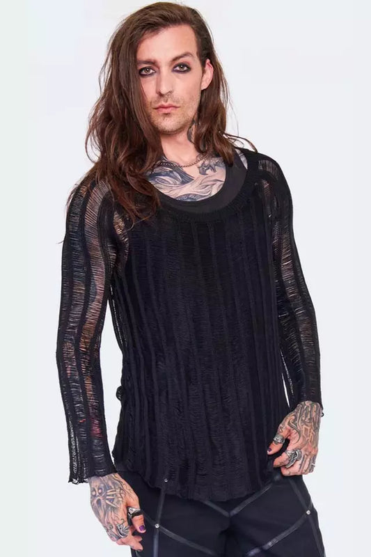 Gothic Loose Knit Striped Alternative Style Sweater