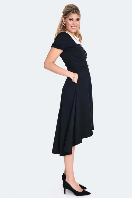 Vintage Retro Style Lace Collar Flare Dress