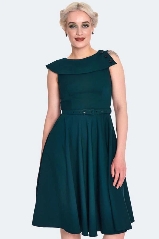 Oversize Collar Retro Flare Vintage Style Dress