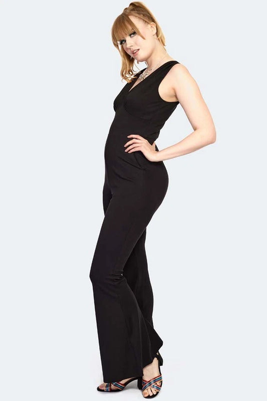 1960s Retro Vintage Style Flare Jumpsuit
