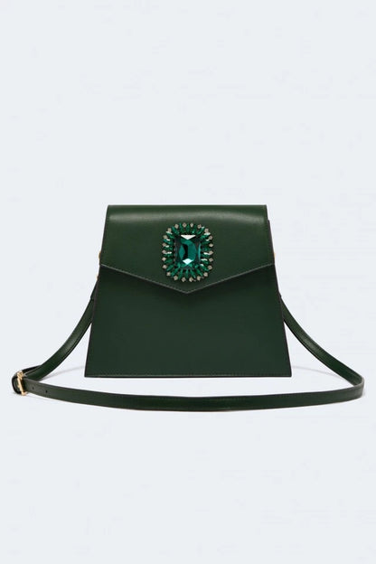 Green Flap Over Retro Vintage Style Shoulder Bag