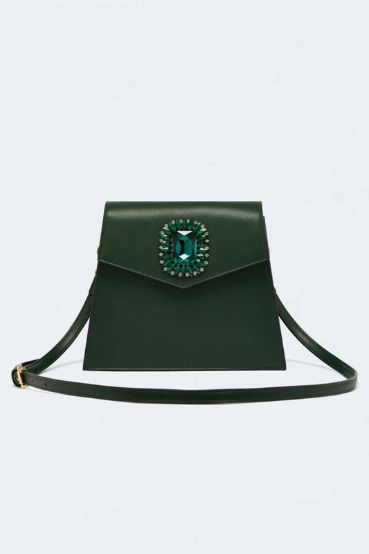 Green Flap Over Retro Vintage Style Shoulder Bag