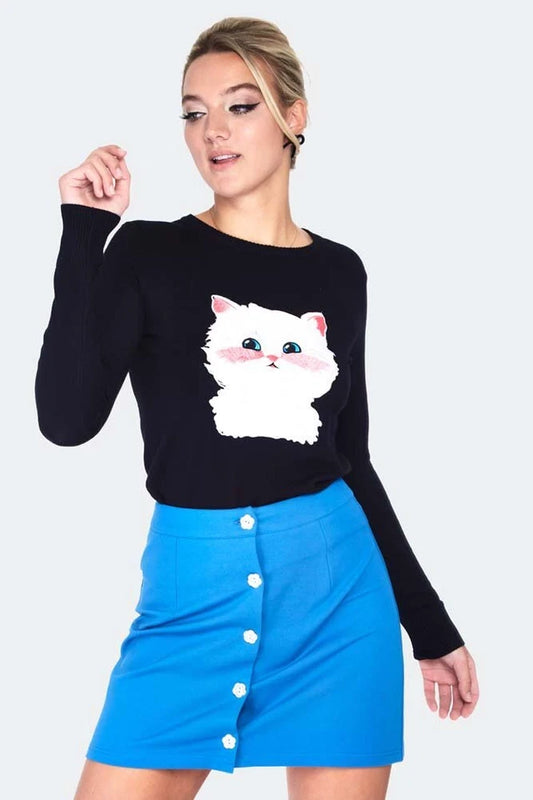 Long sleeve kitty sweater Retro Vintage Style