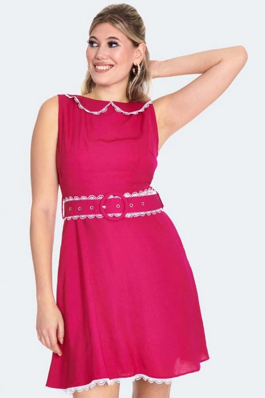 1960s Collared Sleeveless Retro Vintage Style Dress