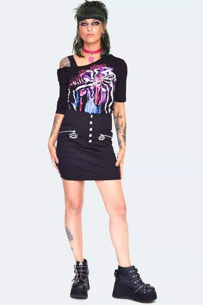 Twill Knuckleduster Mini Gothic Alternative Style Skirt