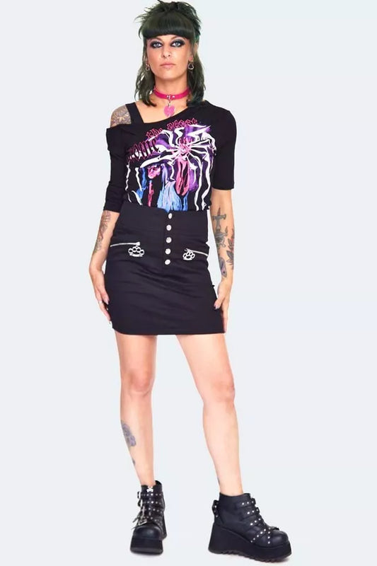 Twill Knuckleduster Mini Gothic Alternative Style Skirt