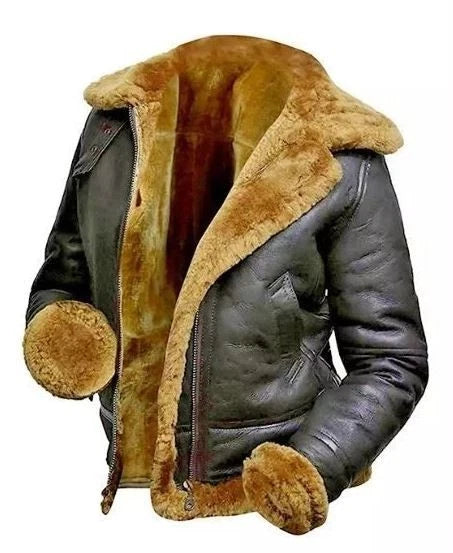 Women's Hoodie RAF Aviator B3 Sheepskin Real Shearling Leather Bomber Jacket