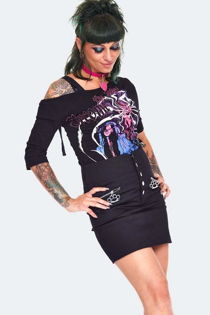 Twill Knuckleduster Mini Gothic Alternative Style Skirt