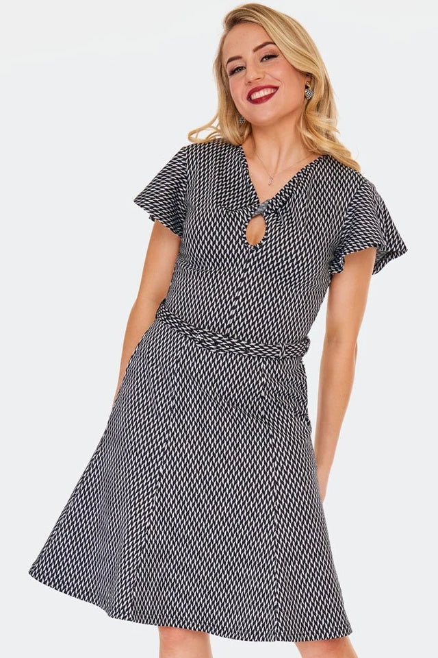 Houndstooth Flare Retro Vintage Style Dress