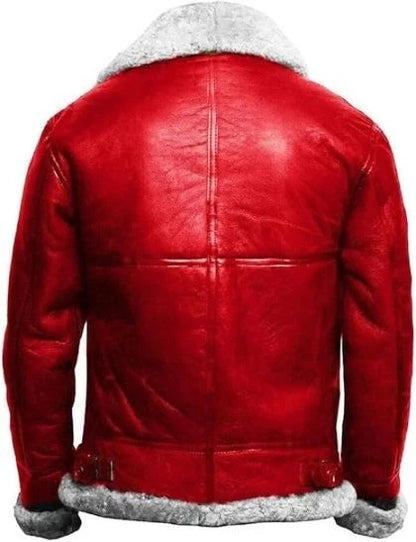 Mens B3 Brown Faux Fur Shearling Aviator Flight Pilot Bomber Lambskin Leather