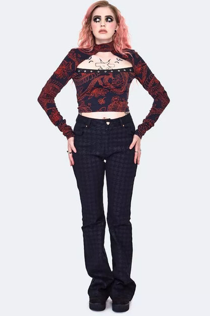 Alternative Style 90s Gothic Snake Skeleton Long Sleeve Top